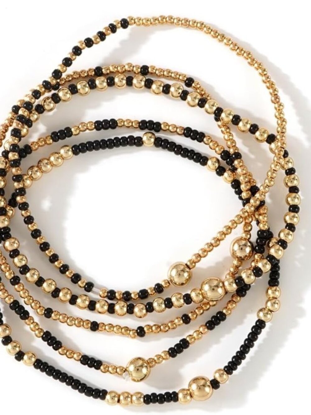 Elegant Gold and Black Beaded Stretch Bracelets - Gifts for Every Occasion